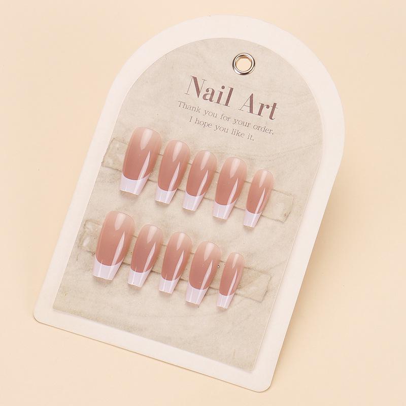 Medium-Length French White Edge Press-On Nails - Light Luxury Nail Art Stickers, Trendy on TikTok