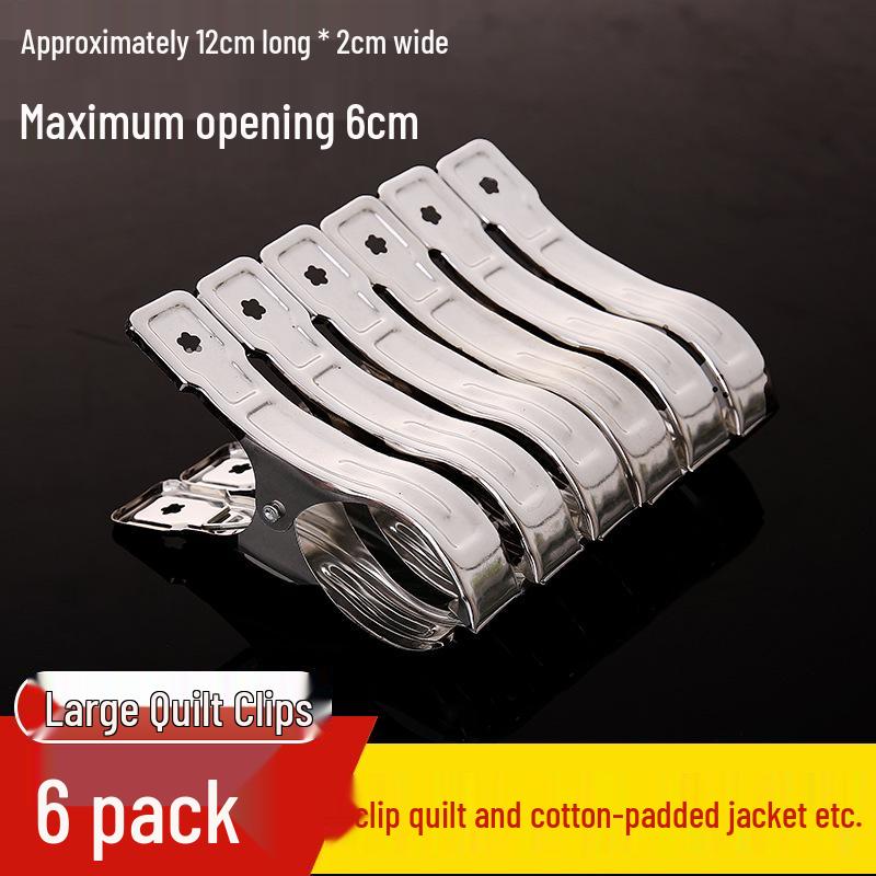 Stainless Steel Windproof Clothes Drying Clips - Large, Heavy-Duty Quilt and Sock Clips.