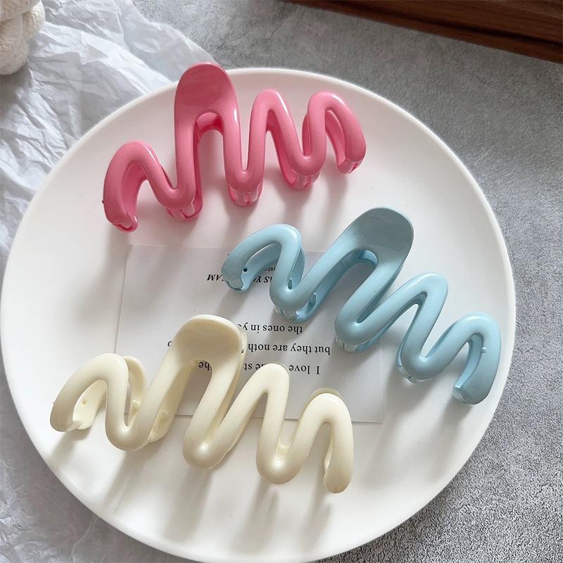 Pinza para el pelo con forma de onda geométrica de color cremoso de dopamina, pinza para el pelo para mujer y niña, accesorios para el cabello con cola de caballo