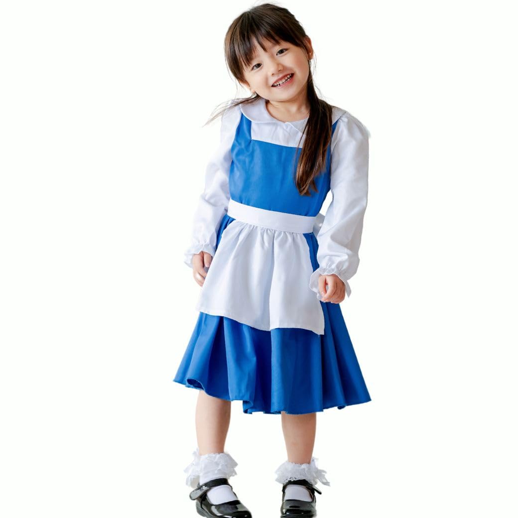 

MANAMANA Town Belle Apron Princess and Headband Princess 120cm Kids Dress, Dress, Set, 2-Piece Set, Blue, Girls Costume, Transformation, Cosplay, белый