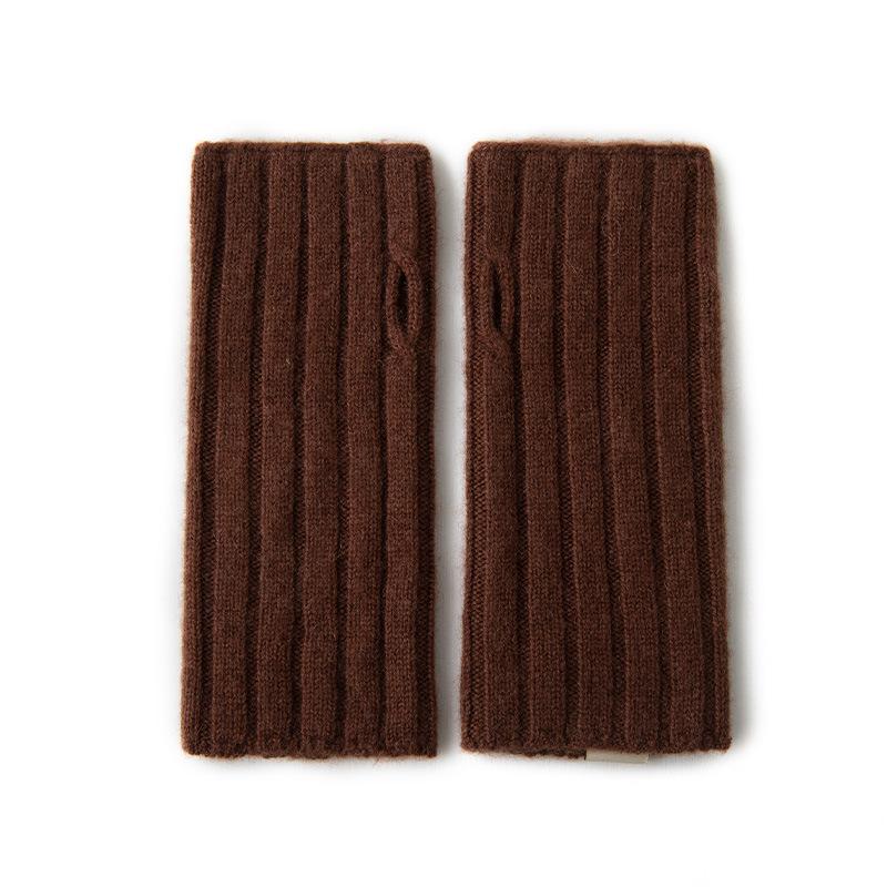 

Кашемировые осенне-зимние новые мужские и женские однотонные с вертикальными полосками простые трикотажные перчатки без пальцев для тепла One size