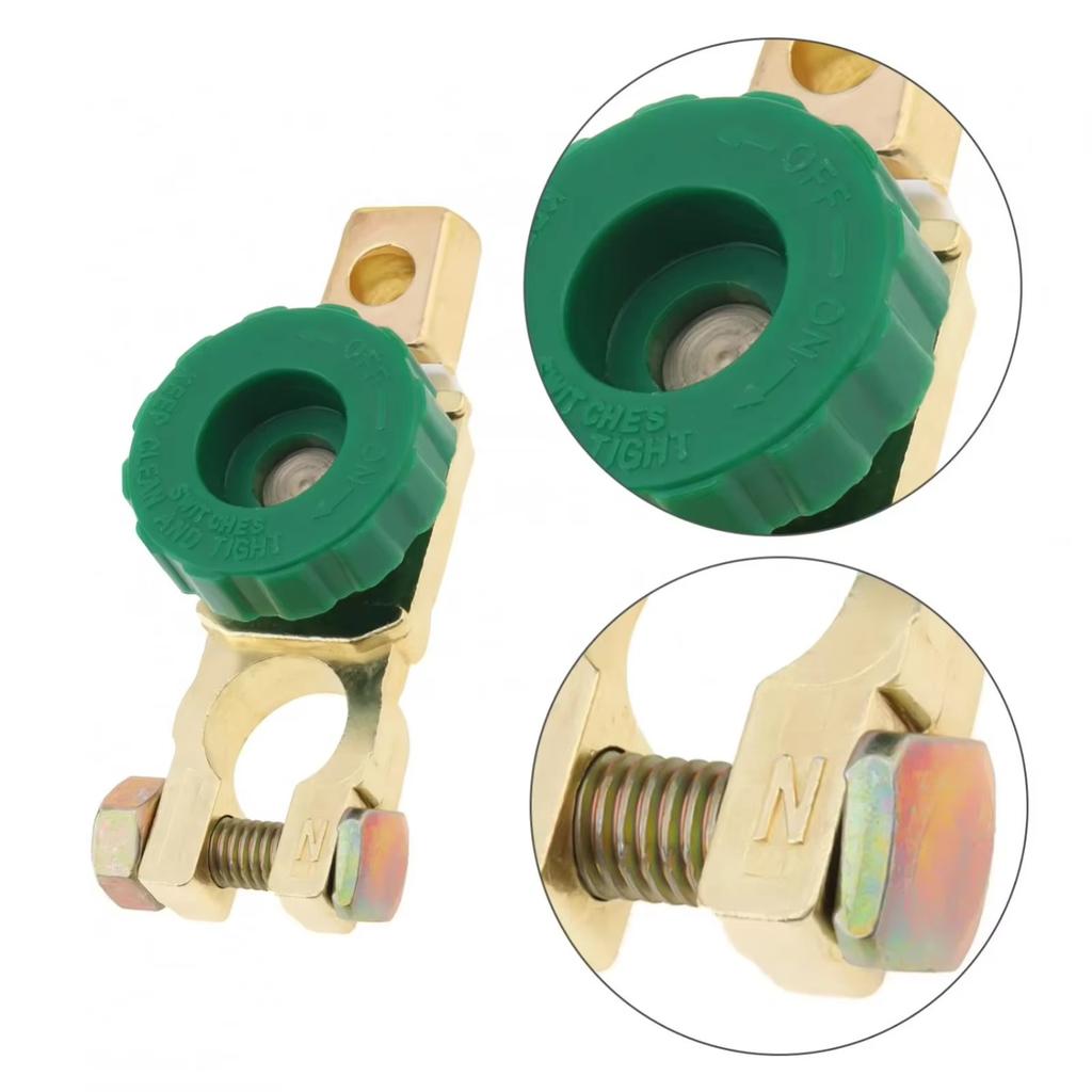 Heavy-Duty Brass Battery Disconnect Switch,17MM Negative Terminal Quick Cut-off Isolator Knob Anti-Leakage for 12V 24V Vehicles