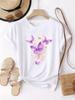 WZM101298Butterfly Print Plus Size Unisexs Round Neck Summer Casual Short Sleeved Street Fashion Versatile Plus Size Tshirt
