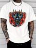 Classic Japanese Oni Mask Lantern Street Graphic Unisexs Cotton Crew Neck Tee Short Sleeve Loose Casual Daily Street Male Wear Top