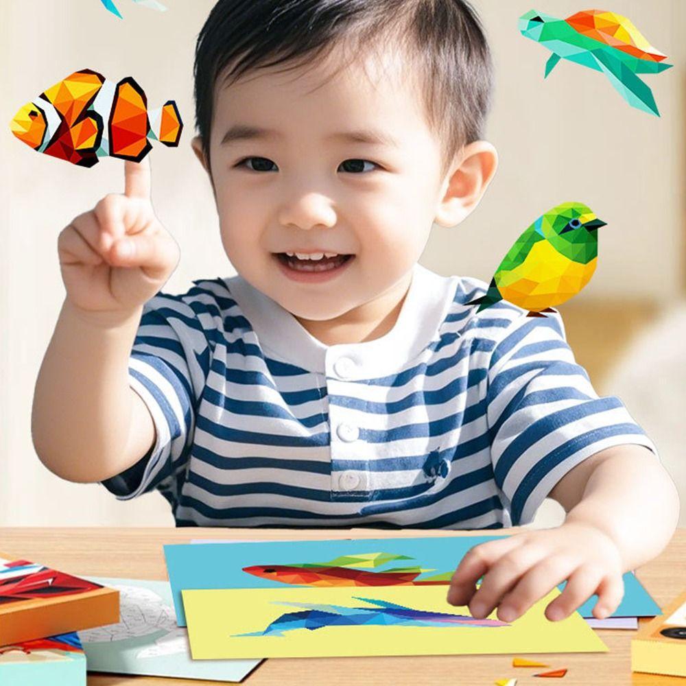 3D Children's Stickers DIY Handmade Sticker Toys Gifts Geometric Collage Sticker Book