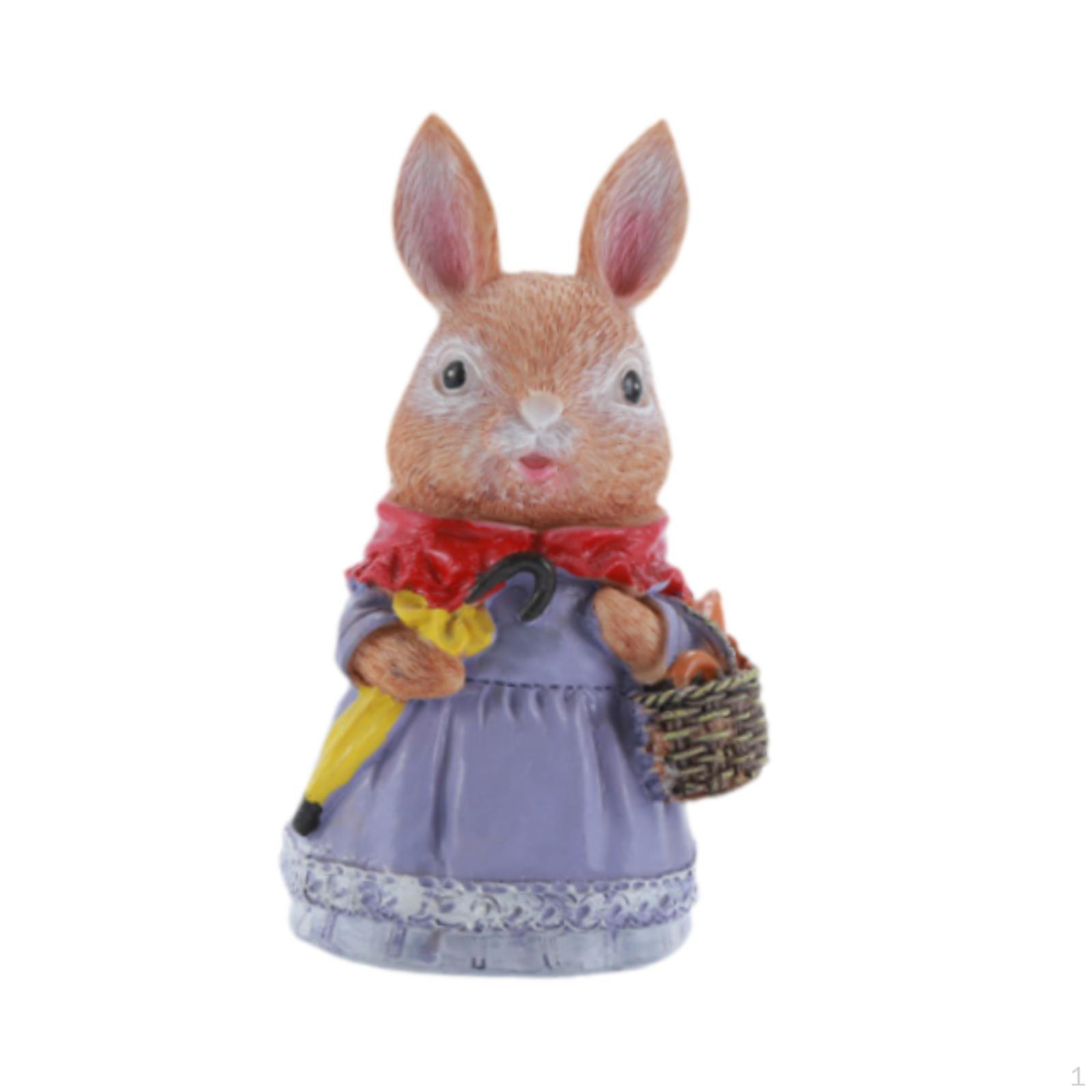 

Bunny Garden Statue Adorable Rabbit Sculpture Outdoor Decor Umbrella In Hand