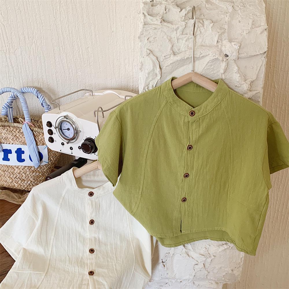 Lato 2025 Koszula chłopięca z krótkim rękawem w wszechstronnym stylu koreańskim marki Montaigne - Modna odzież dziecięca