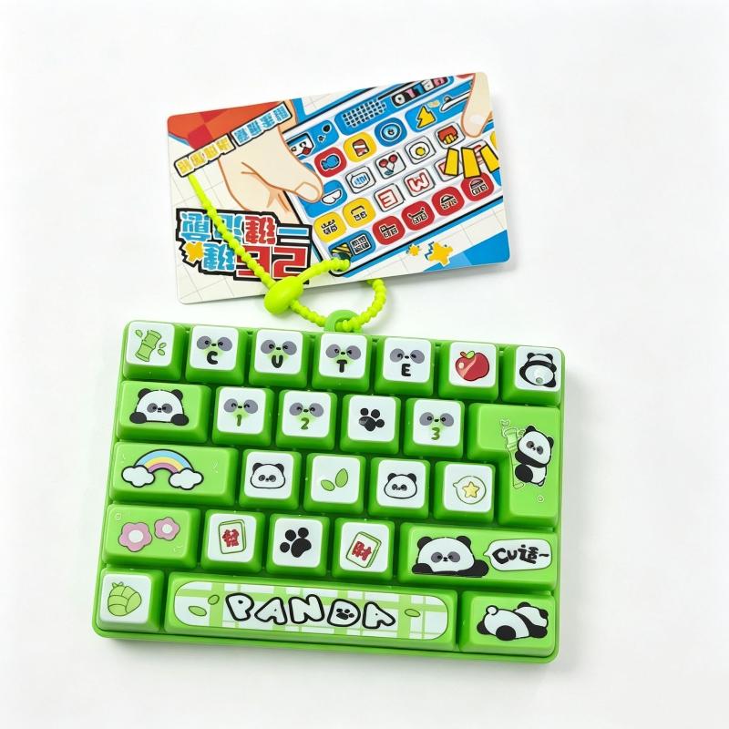 Cute 26-Key Keyboard Bubble Fidget Toy Cartoon Decompression Sensory Toy Portable Keychain Stress Relief Bag Pendant Gift