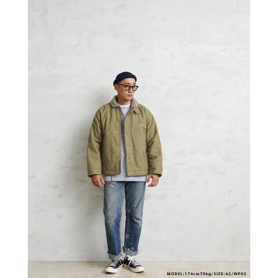 WAIPER Navy Deck Jacket with Stencil Tan Size 36 U.S. N-1 U.S.N. - [WP02] (S)