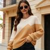 2026 Spring Women's Sweater Amazon Hot Item Splicing Round Neck Personalized Knitted Top