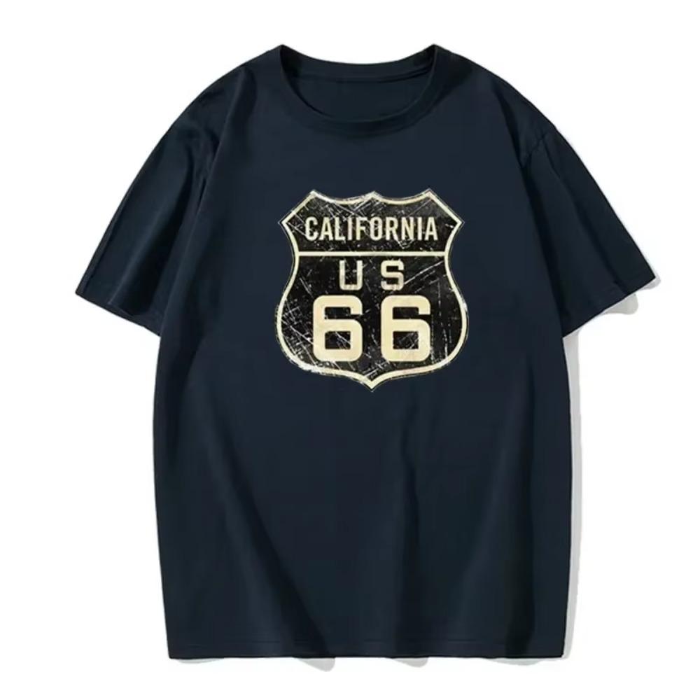 Neues Sommer Herren American Retro T-Shirt Hip-Hop Mode Lässig Persönlichkeit 66 Design Kurzarm Alltagskleidung