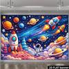 The 2D Flat Cartoon Space Backdrop Fabric Is Made of High-quality Polyester Material