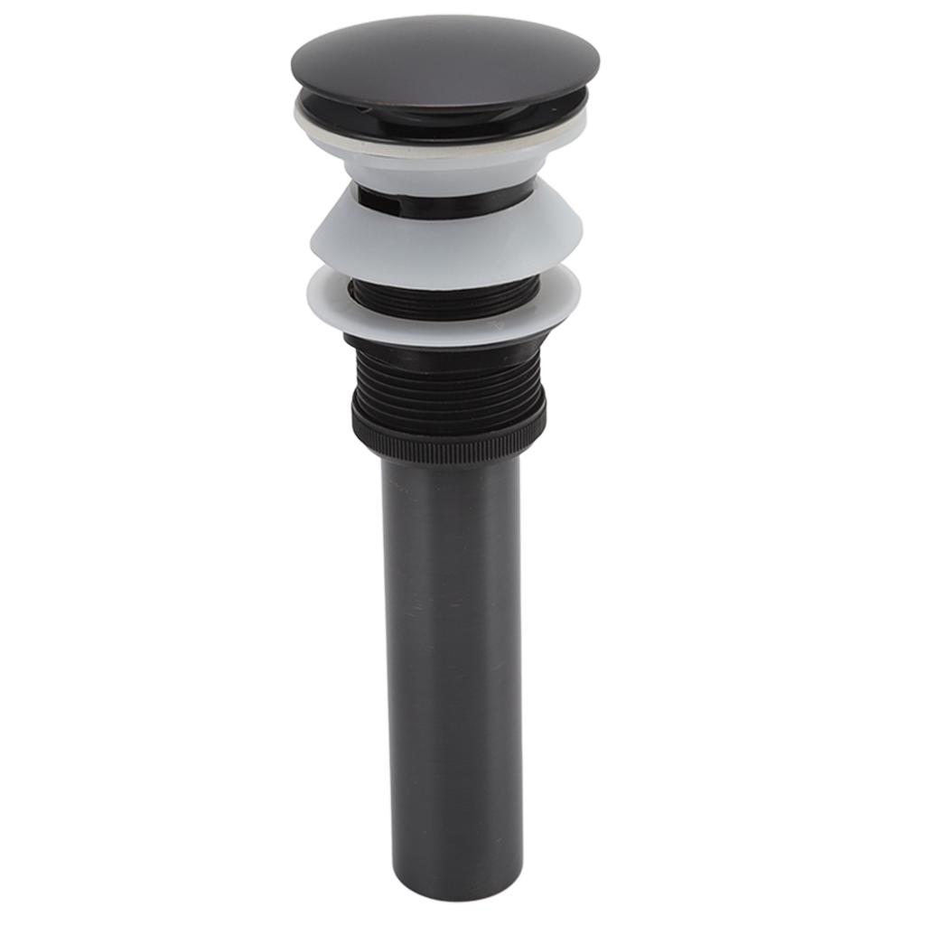 Bathroom Basin Sink Popping Up Drainer Lavatory Odor Resistant Sink Waste Drainer Black with Basket