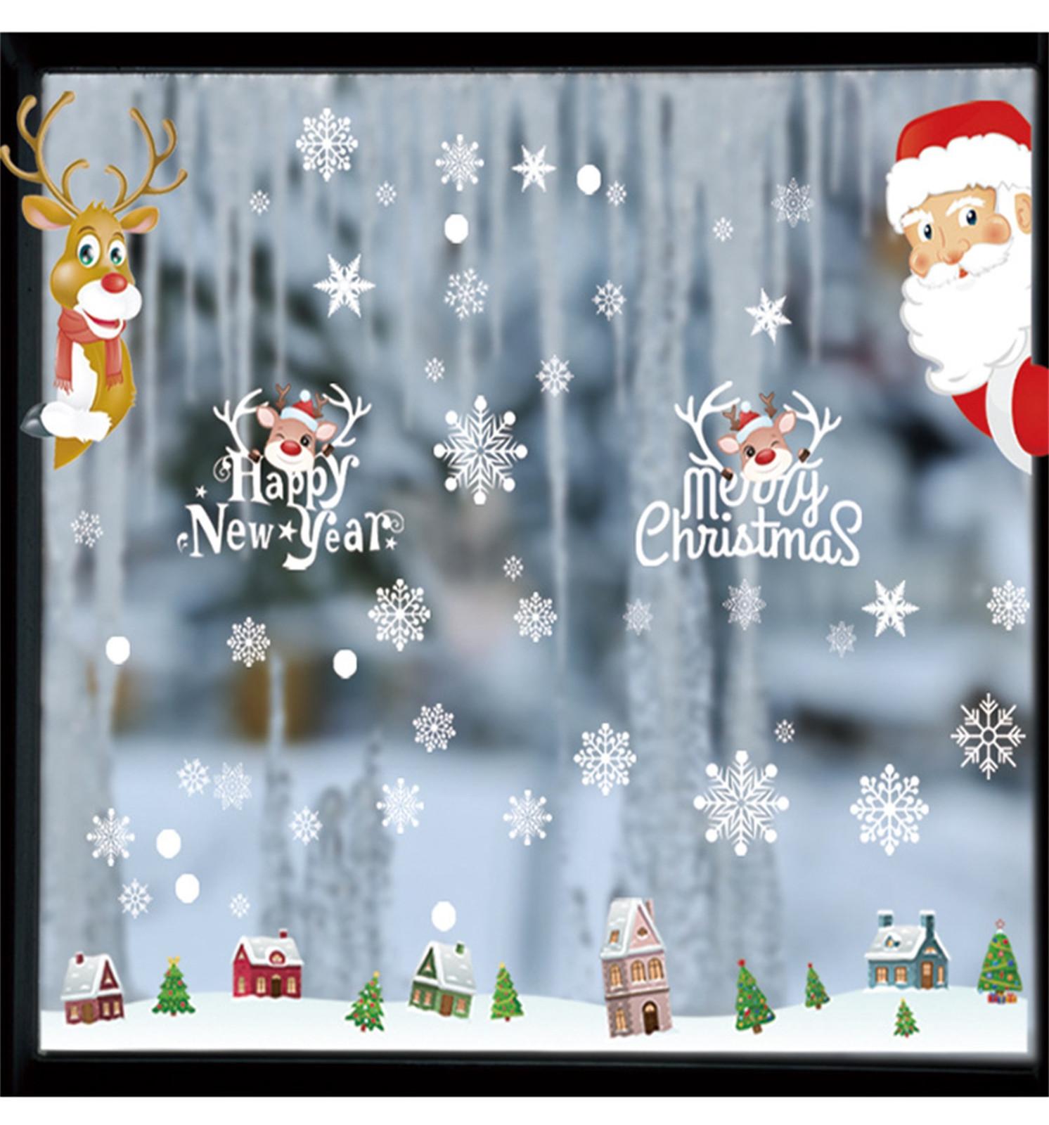 

Christmas Stickers Doublesided Color Snowflake Electrostatic Glass One Size