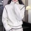 Design Simple Grey Zipper High Neck Sweater Women's Autumn/Winter New Loose Knitted Sweater Korean Version Top Women's Trendy