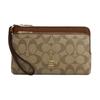 New COACH Double Zip Wallet Leather Card Holder, Clutch Wallet Medium Size Women's Saddles Brown C5576-IME74
