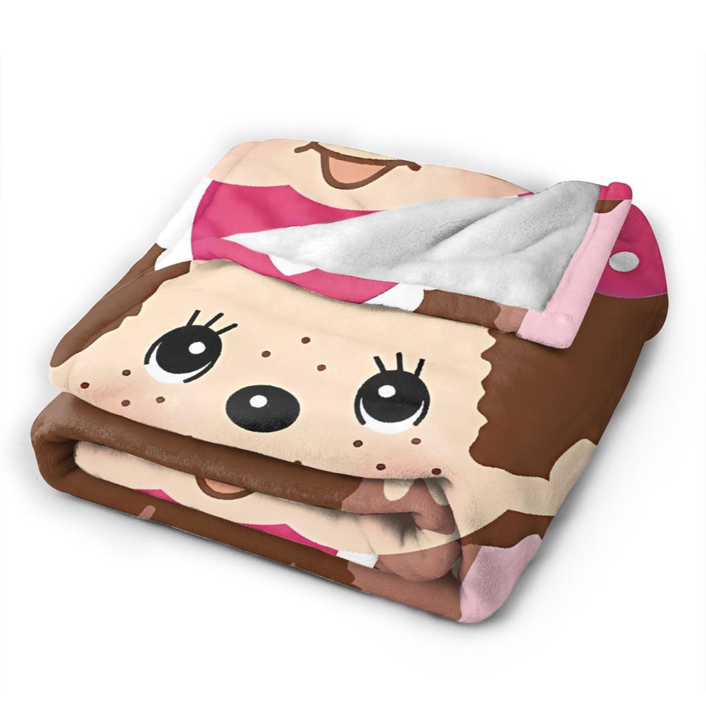 Warme Decke Mädchen Jungen Dekorativ Niedlich Monchichis Überwurfdecke Flanell Tagesdecke Für Draußen Flauschige Sofa Bettdecke