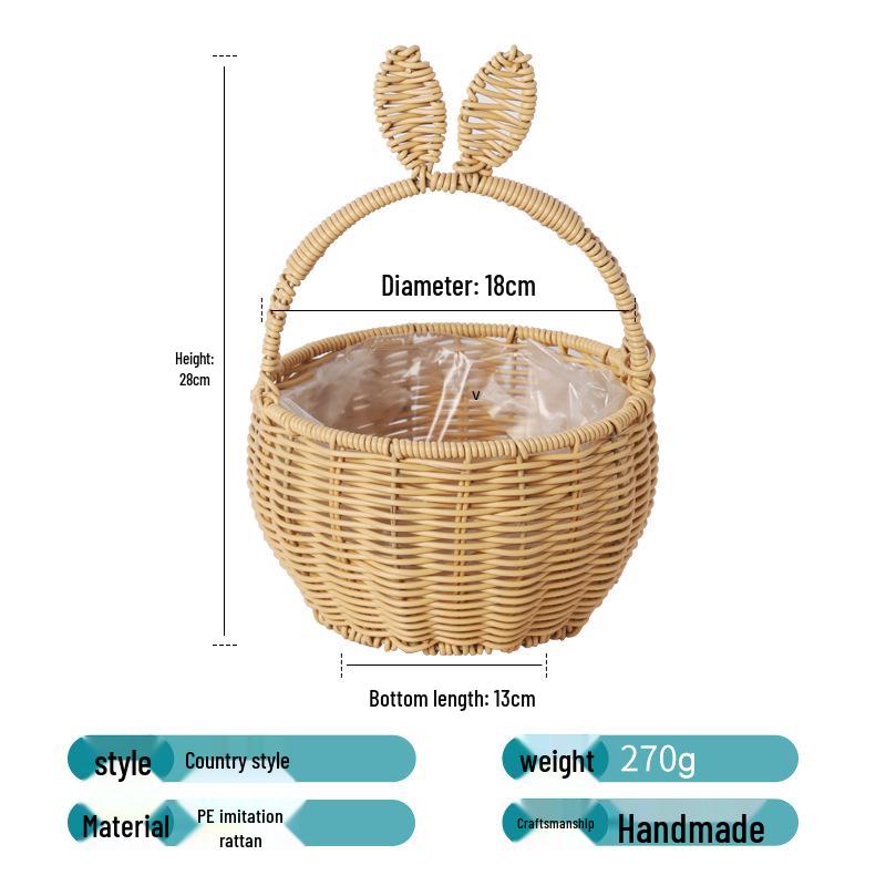Multifunctional Woven Rattan Style Flower & Picnic Basket