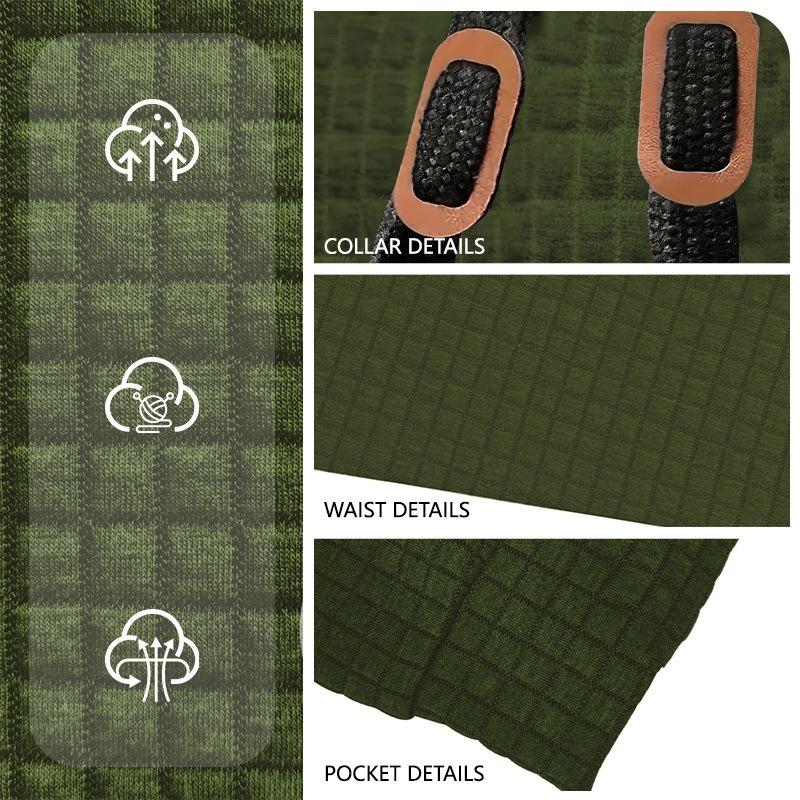 Mens Waffle Knit Hooded Sweatshirt Casual Loose Pullover Long Sleeve