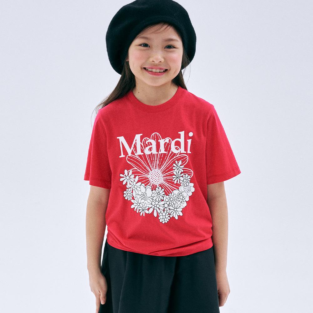 [mardimercredi] KIDS TSHIRT FLOWERMARDI JARDIN_RED WHITE M(110)