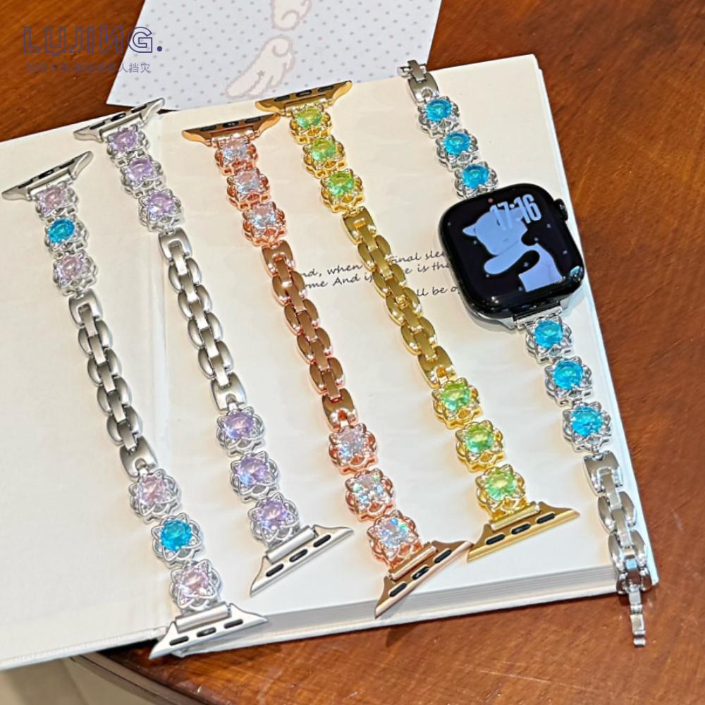 Sugar Color Diamond Compatible For Apple Watch Ultra band 49mm 40mm 42mm 44mm 45mm 38mm for iWatch Series 11/10/8/7/6/SE/9 Fashionable Handmade Strap
