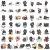 50Pcs Waterproof Kawaii Black Cat Sticker Cartoon Graffiti Decal Cute Kitten Sticker  Skateboard