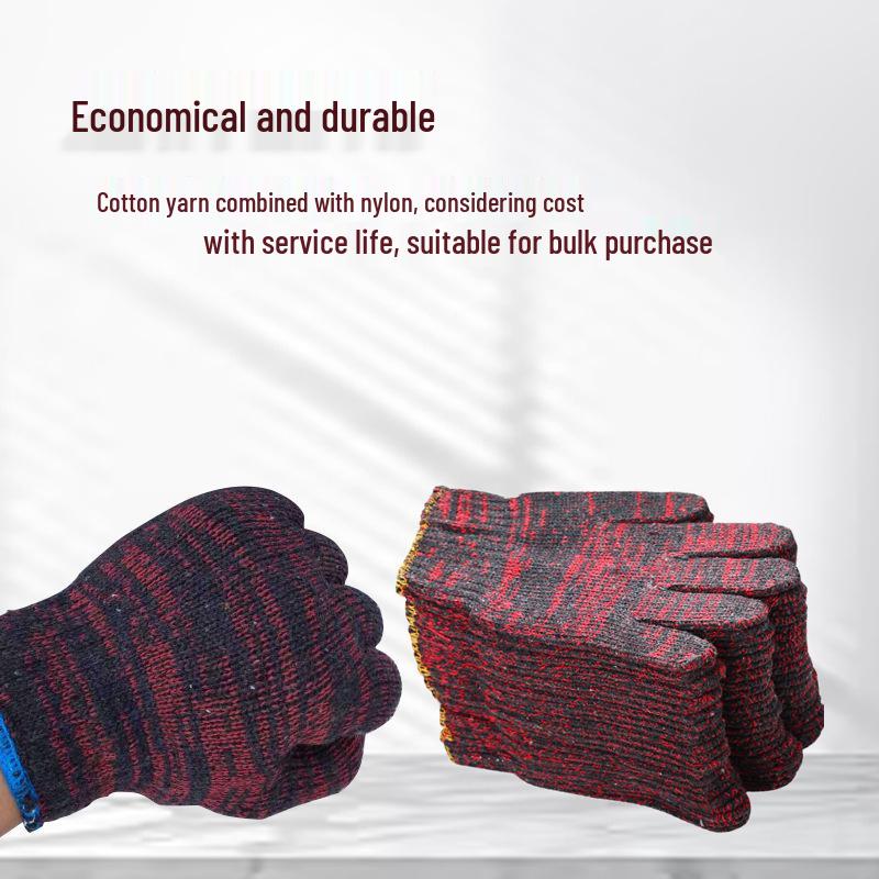 

Durable Anti-Slip Cotton and Nylon Work Gloves for Construction, Auto Repair, and Industry - Unisex, Thickened for Safety.
