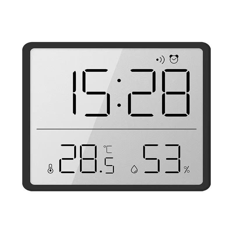 3-in-1 Smarte Digitaluhr - Temperatur- und Luftfeuchtigkeitsanzeige + Wecker - Ultradünne Klebehalterung für Wand- oder Tischmontage