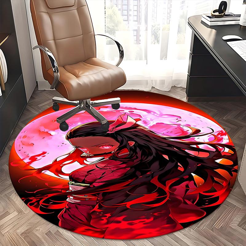 Anime Character Chair Mat - Round Carpet for Home Decor, Office Use, Bedroom & Living Room Gift0424b