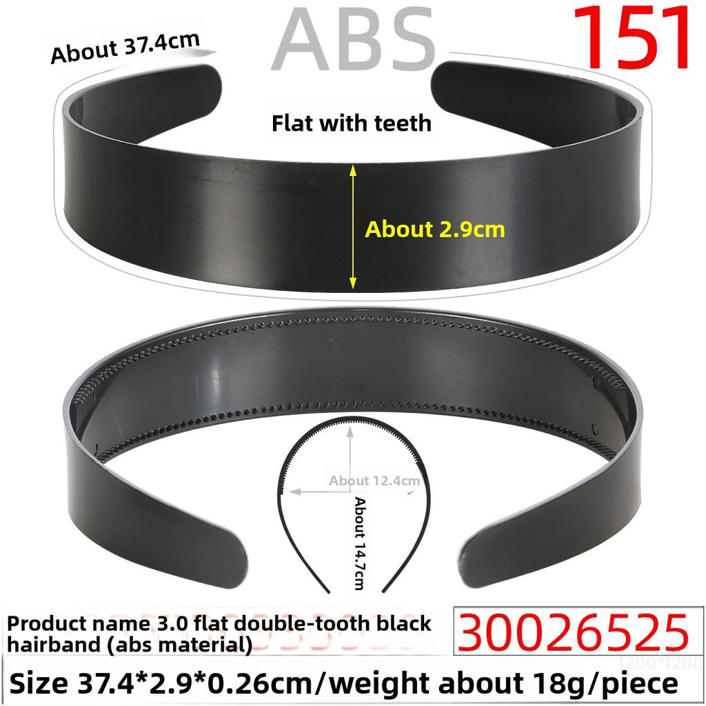 The Long Black Fully Covered Fabric Hair Band with Teeth Made of Plastic Raw Material Has Anti-slip Teeth On The Base