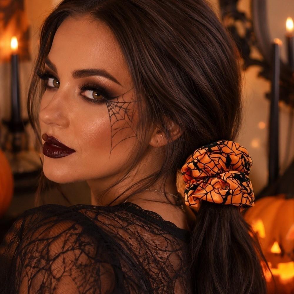 Spring Clip Spider Web Hair Bow Bat Halloween Scrunchie Fashion Pumpkin Hair Clip Cosplay