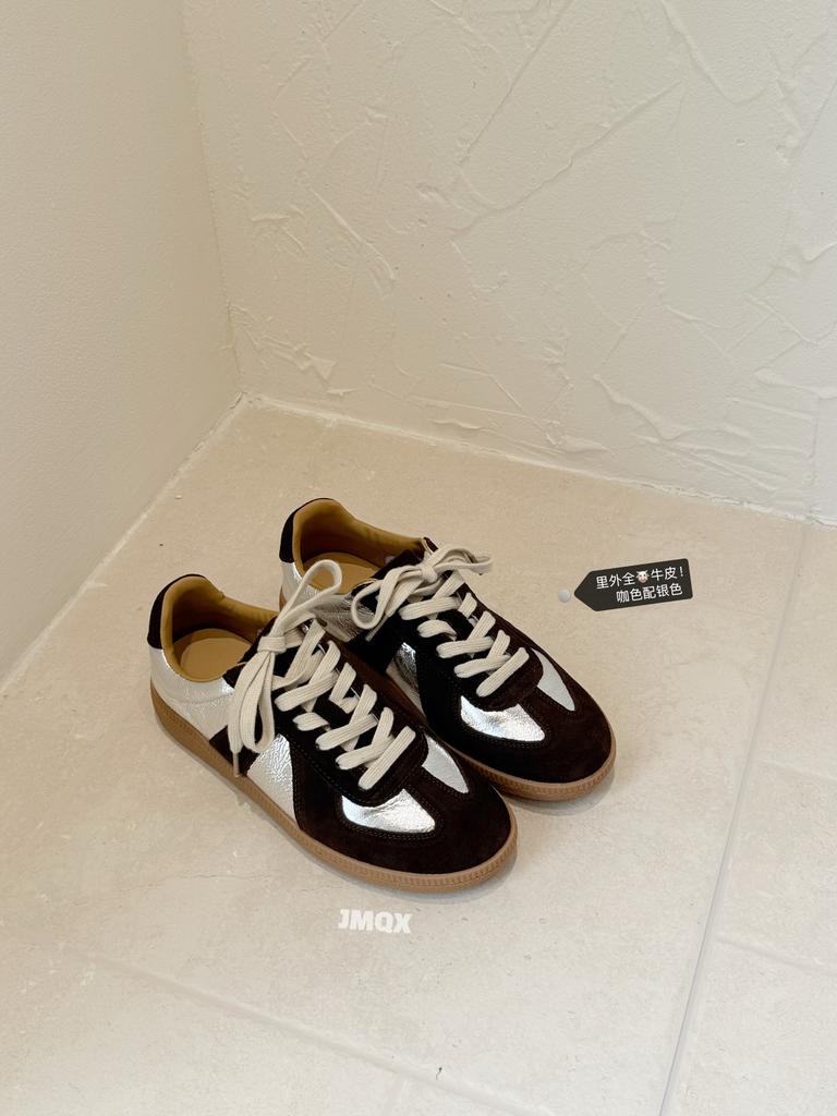 Cowhide retro women's autumn new fashion color matching platform versatile casual sports student board shoes