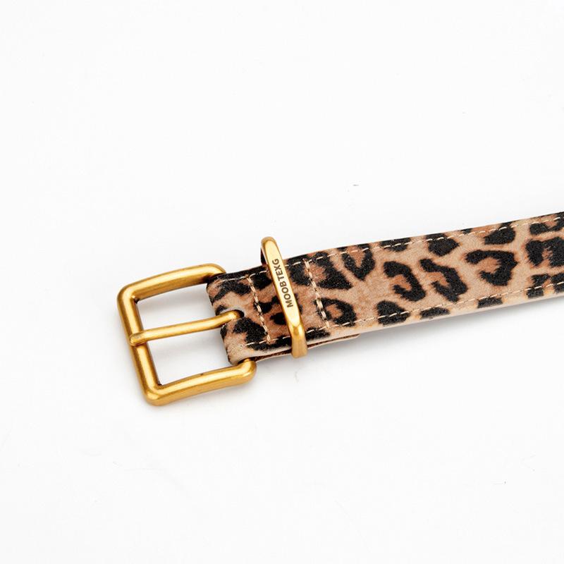 First Layer Cowhide Leopard Print Leather Belt Women'S Pin Buckle High Texture Simple Jeans Niche Belt Women