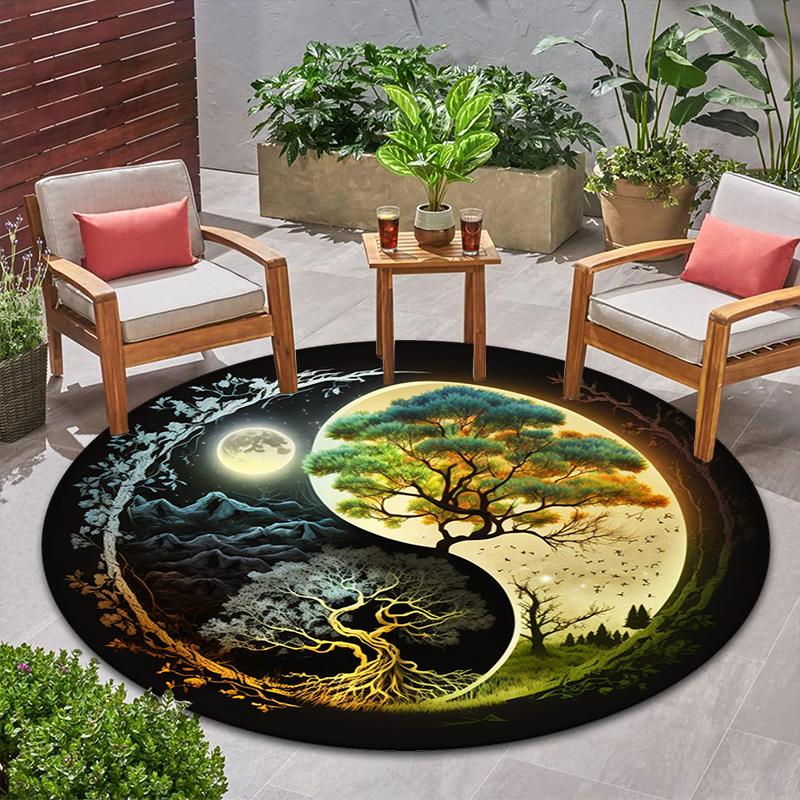 1Pc Celtic Tree of Life theme Printed circular carpet, home door mat, outdoor travel protection carpet A16