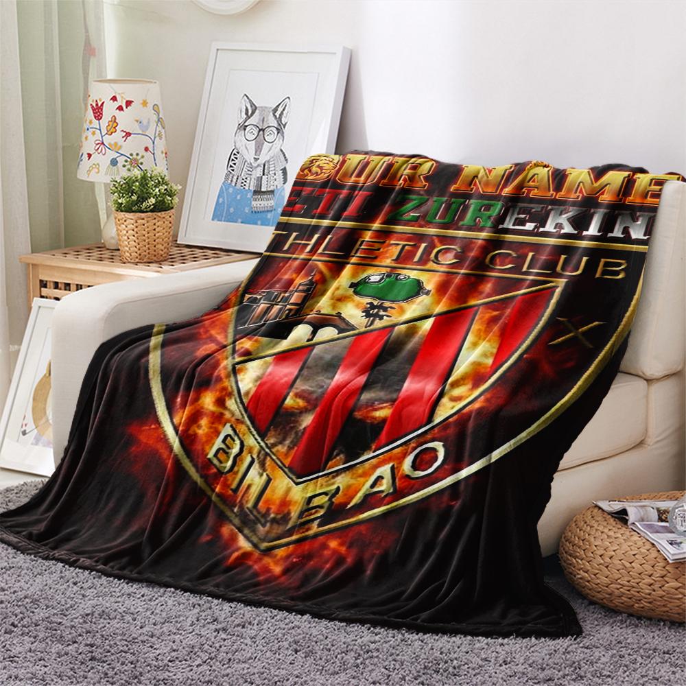 1PC Custom Name Athletic Club Patterned Flannel Blanket Suitable For All Seasons for Home Decor Warmth and Comfort Gifts Holiday Present