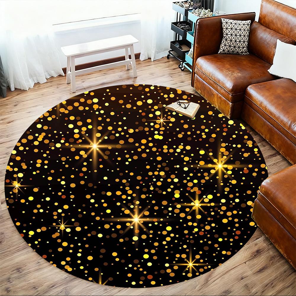 1 Stück Goldene Funkelnde Runde Stuhlmatte Teppich - Rutschfest, Bodenschutzmatte für Büro, Schlafzimmer, Heimdeko Weihnachtsgeschenk p0811189
