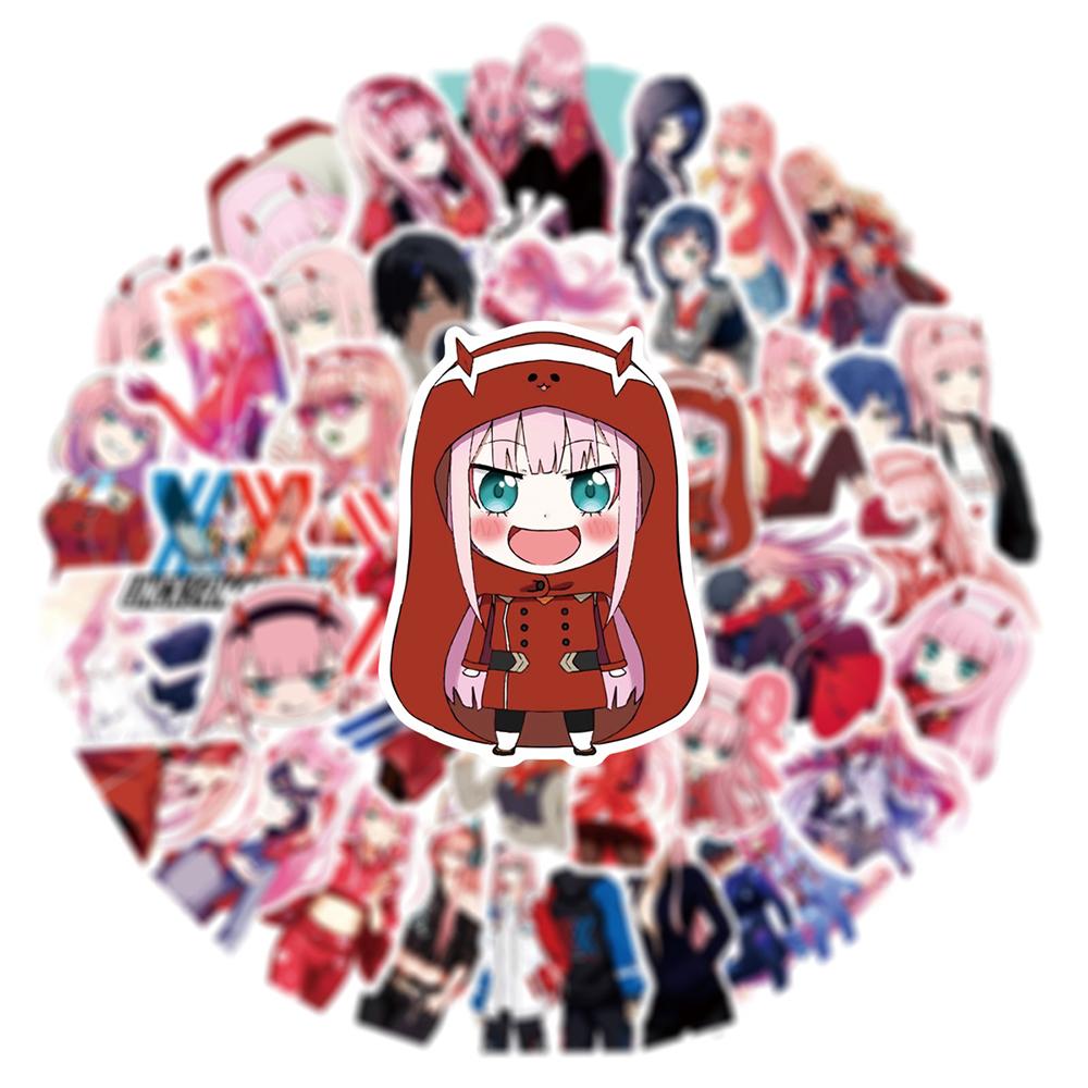 50Pcs Darling In The Franxx Anime Stickers Cute Zero Two Cartoon Girl Sticker Suitcase Water Bottle Phone Graffiti Decals