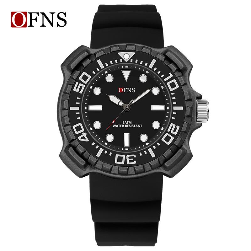 Oufani Men s Trendy Silicone Quartz Waterproof Wristwatch