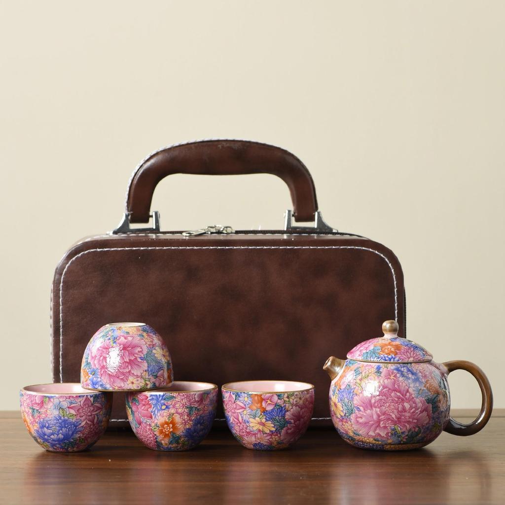 Ru Kiln Teapot & Four Cups Gift Set - Corporate Anniversary Souvenir