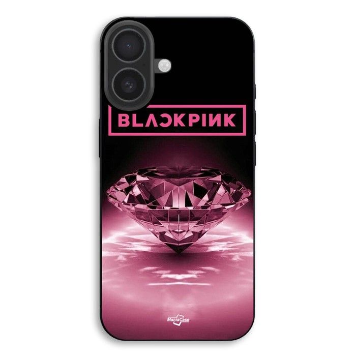 Coque de téléphone - MANIACASE - iPhone 17 - Silicone TPU - Noir et rose - Motif Diamond