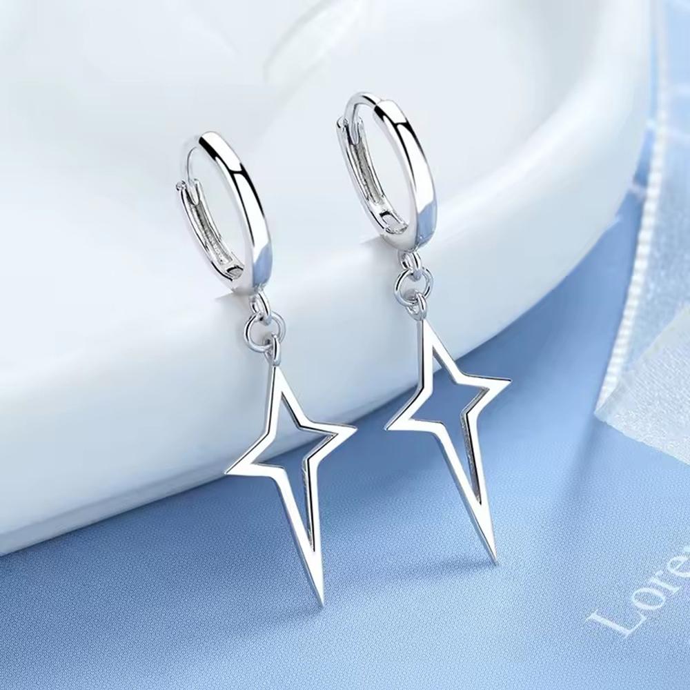 Hollow Dangle Earring Star Small Hoop Earring For Women Teen Girls Dainty Huggie Hinged Dangling Earring For Party Star Earring
