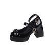 Fashion Women Gothic Lolita Mary Jane Pumps Black Chunky High Heel Platform Shoes Female Punk Heart Buckle Cosplay Shoes