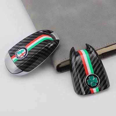 ABS Plastic Car Logo Key Case Replacement Cover Trim for Giulia Stelvio 2017 2018 Stickers Accessories