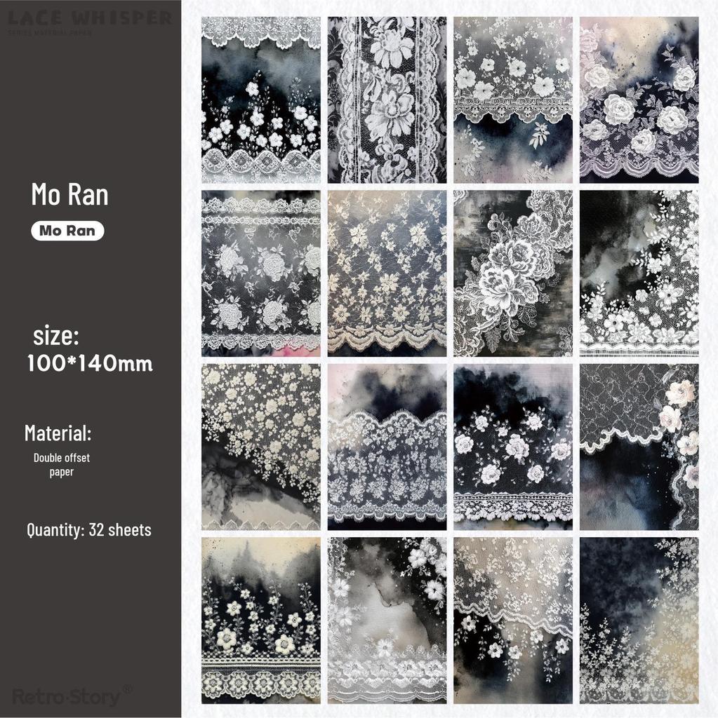 Select Retro Story Lace Whisper Paper - 32 Sheets of Fresh Style Material