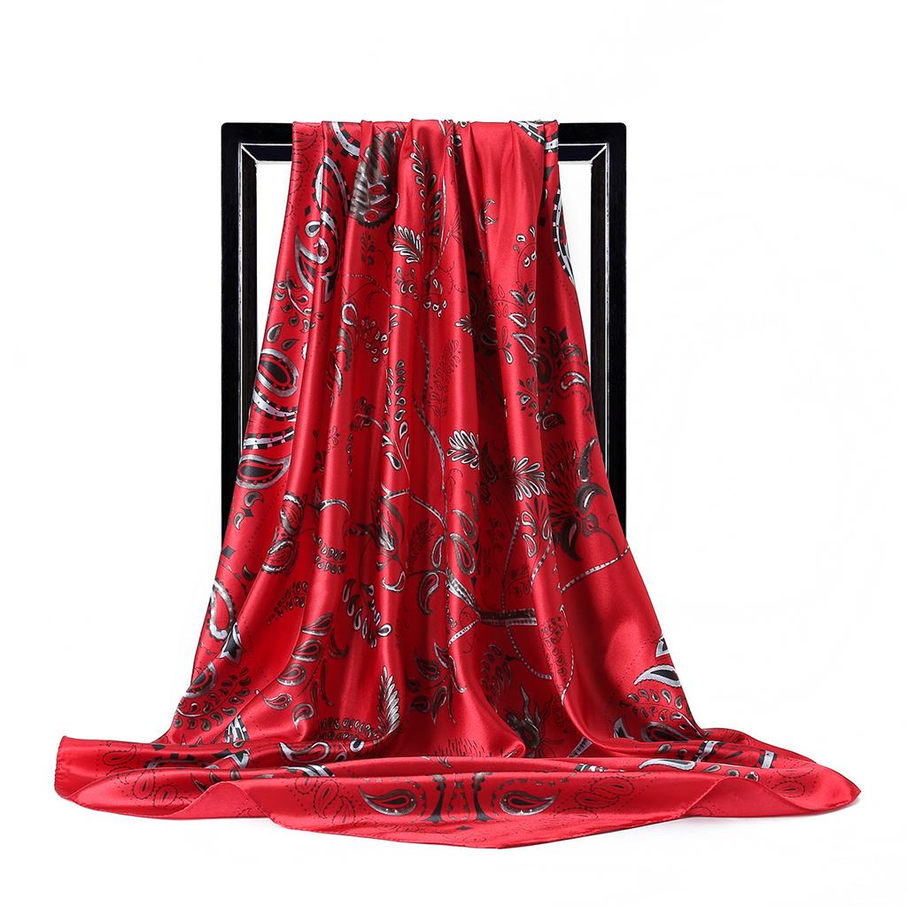 Dámská móda Čtvercový Vintage tisk Saténový nákrčník Sluneční šátek Šály Šátek Vysoce kvalitní 1ks 90*90cm