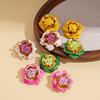 Dripping Flower Color Steel Needle Earrings Holiday Style Personality Fashion Earrings Sense Earrings