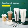 PLA Three-Hole Coffee Stirrer: Disposable, Individually Wrapped, Hot Drink Three-Pronged Straw.