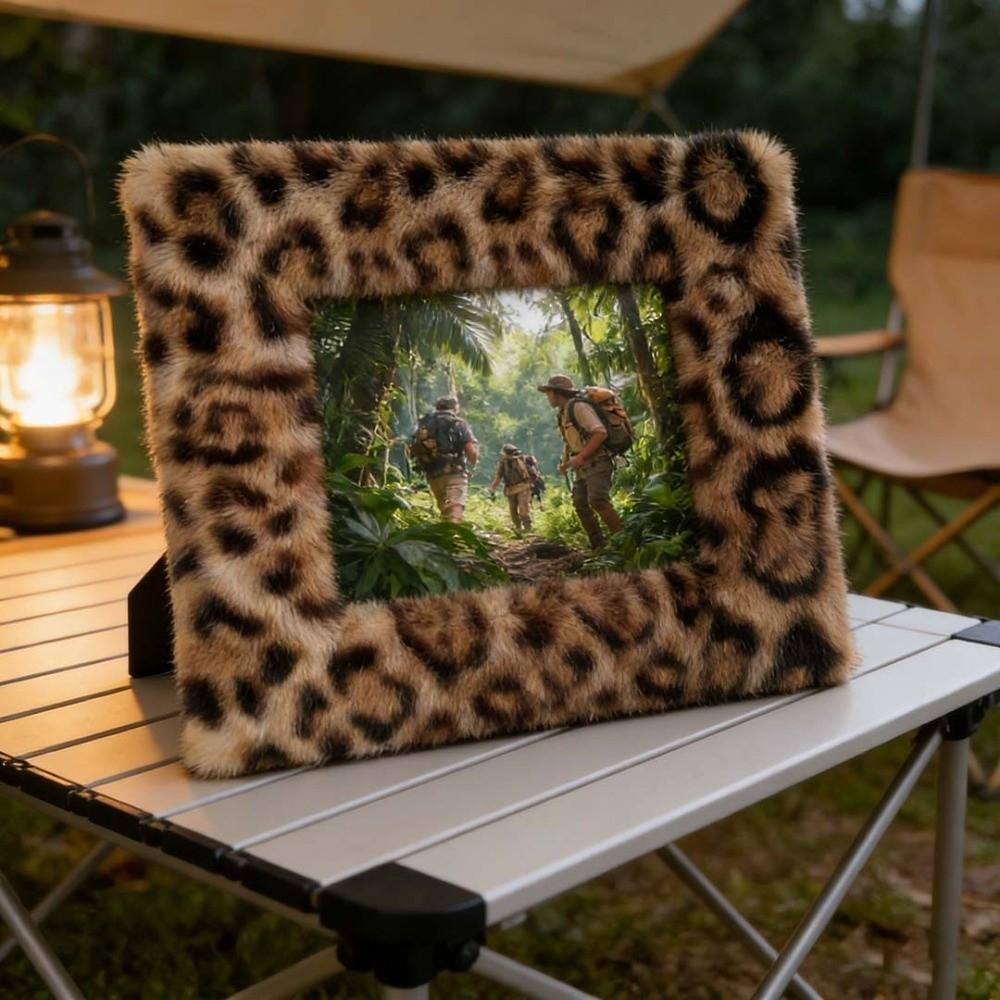 Heart Plush Photo Frame Leopard Print Puppy Paw 6/7/8 Inch Picture Frame Soft Creative Picture Frame Ornaments