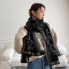 New thick fringed scarf female cat print imitation cashmere summer air conditioner shawl autumn and winter cold scarf