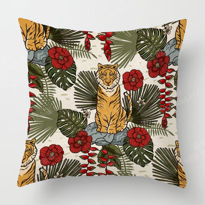 Home Decor Exotic Jungle Animals Pillow Covers For Home Pattern Cushion Cover Suitable For Sofa Bedroom Car Pillow Cover